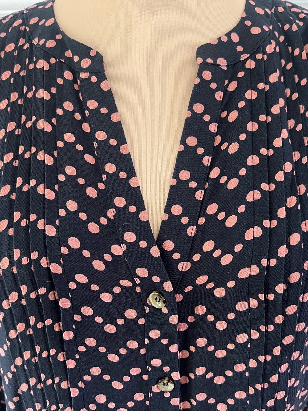 Maeve Anthropologie Navy Blue Polka Dot Button Front - Picture 10 of 14